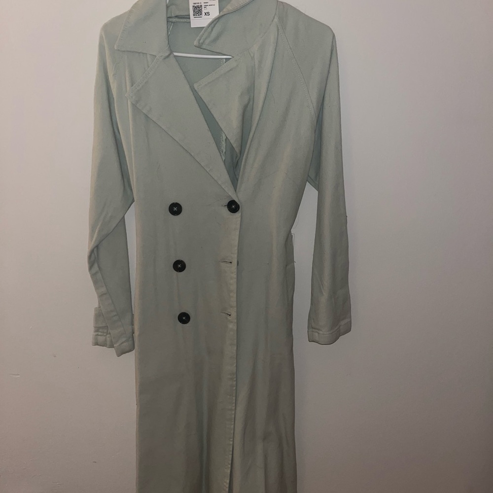 Forever 21 Beige Trench Coat with Black Buttons